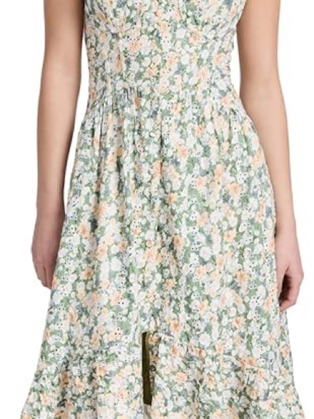 Astr green floral maxi dress with cream and peach accents - Picture 4 of 9